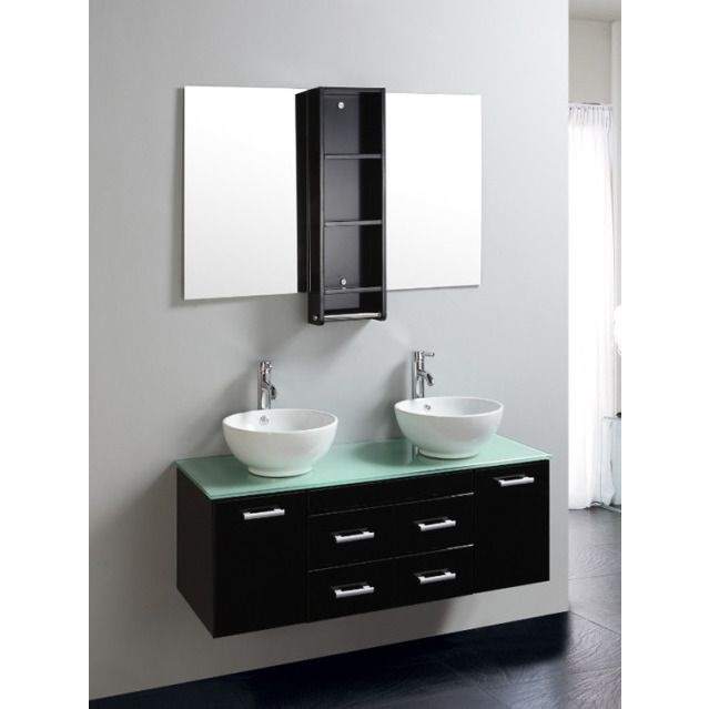 Mobile Bagno James 120cm con doppio lavabo laccato nero OFFERTA