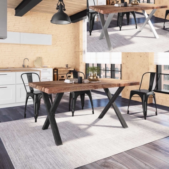 Tavolo da soggiorno in varie misure 160x85, 180x90, 200x100, 220x100 cm con struttura a "x" nera o cromata TL019
